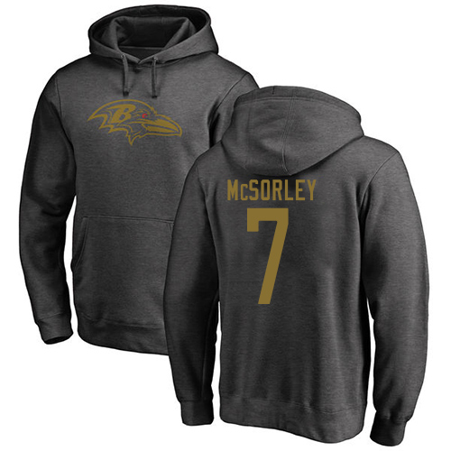 Men Baltimore Ravens Ash Trace McSorley One Color NFL Football #7 Pullover Hoodie Sweatshirt